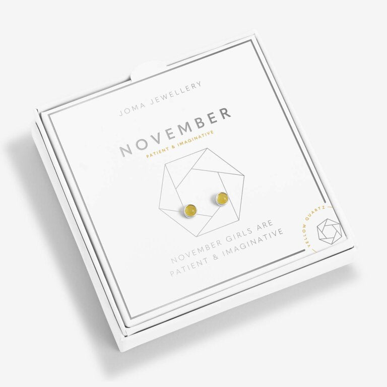 Joma November Yellow Quartz Birthstone Boxed Earrings