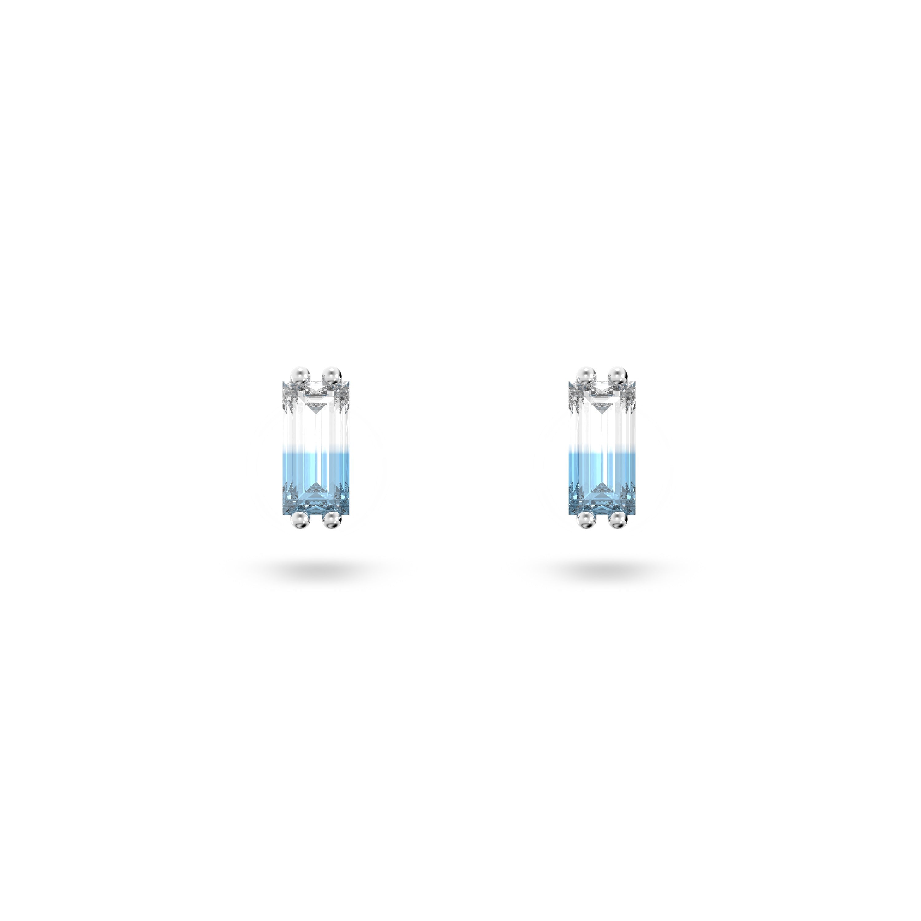 Swarovski Rhodium Stilla Baguette Cut Blue Fade Earrings