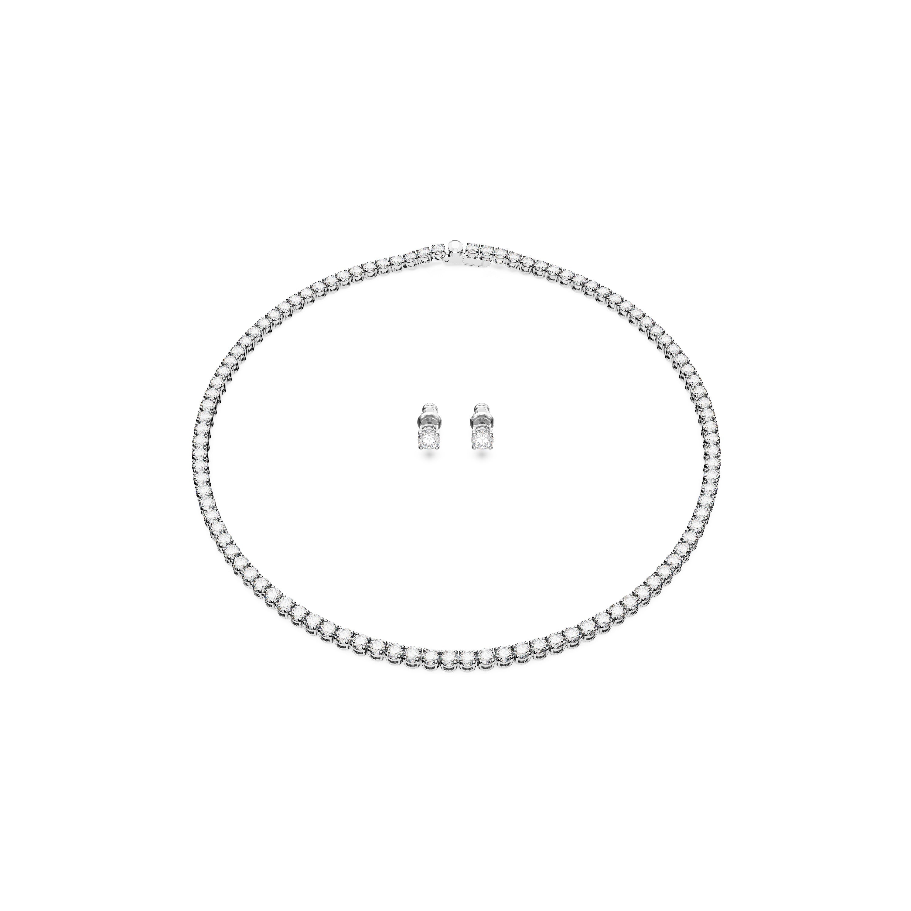 Swarovski Matrix Tennis Rhodium White Earring & Necklace Set