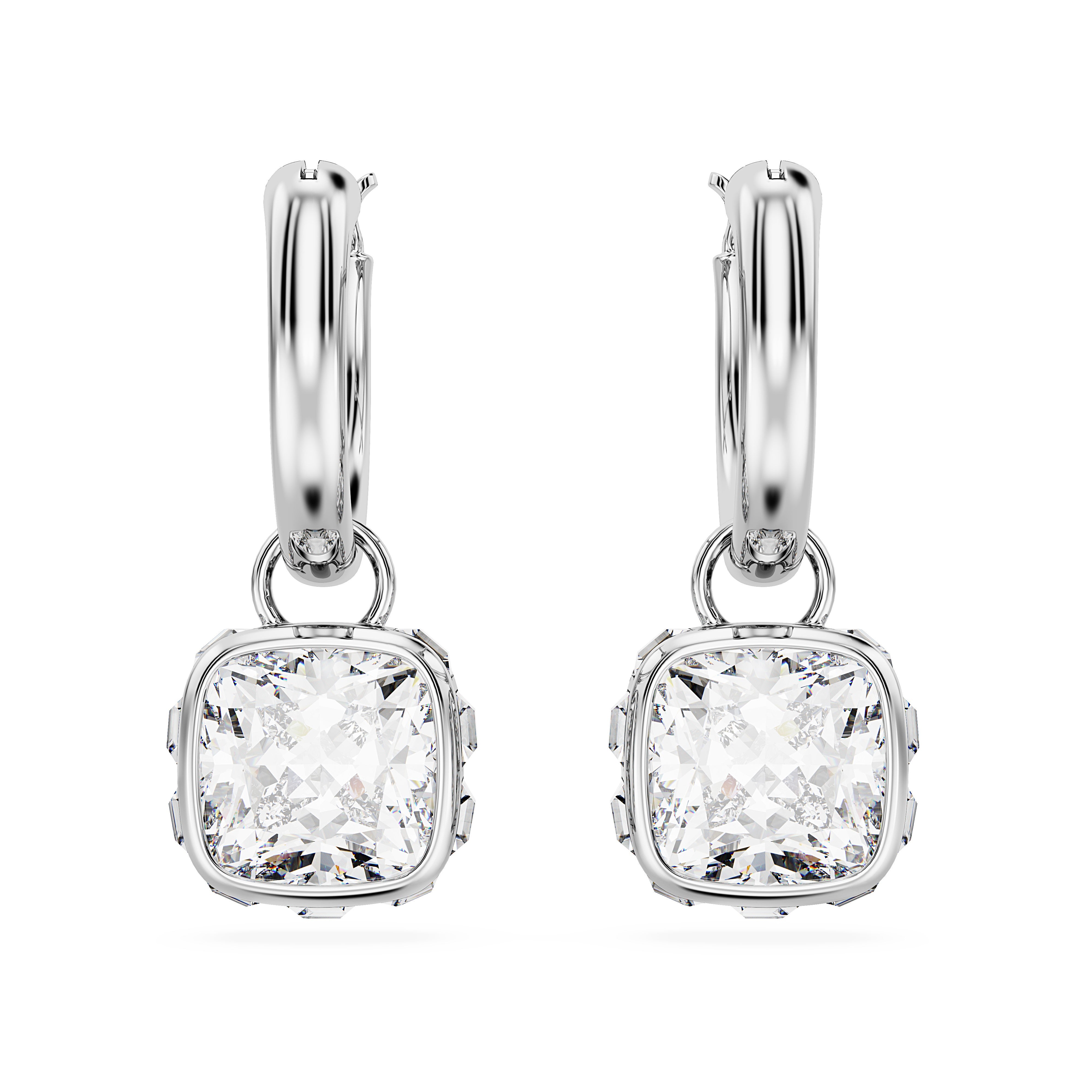 Swarovski Stilla Rhodium Square Cut Drop Earrings