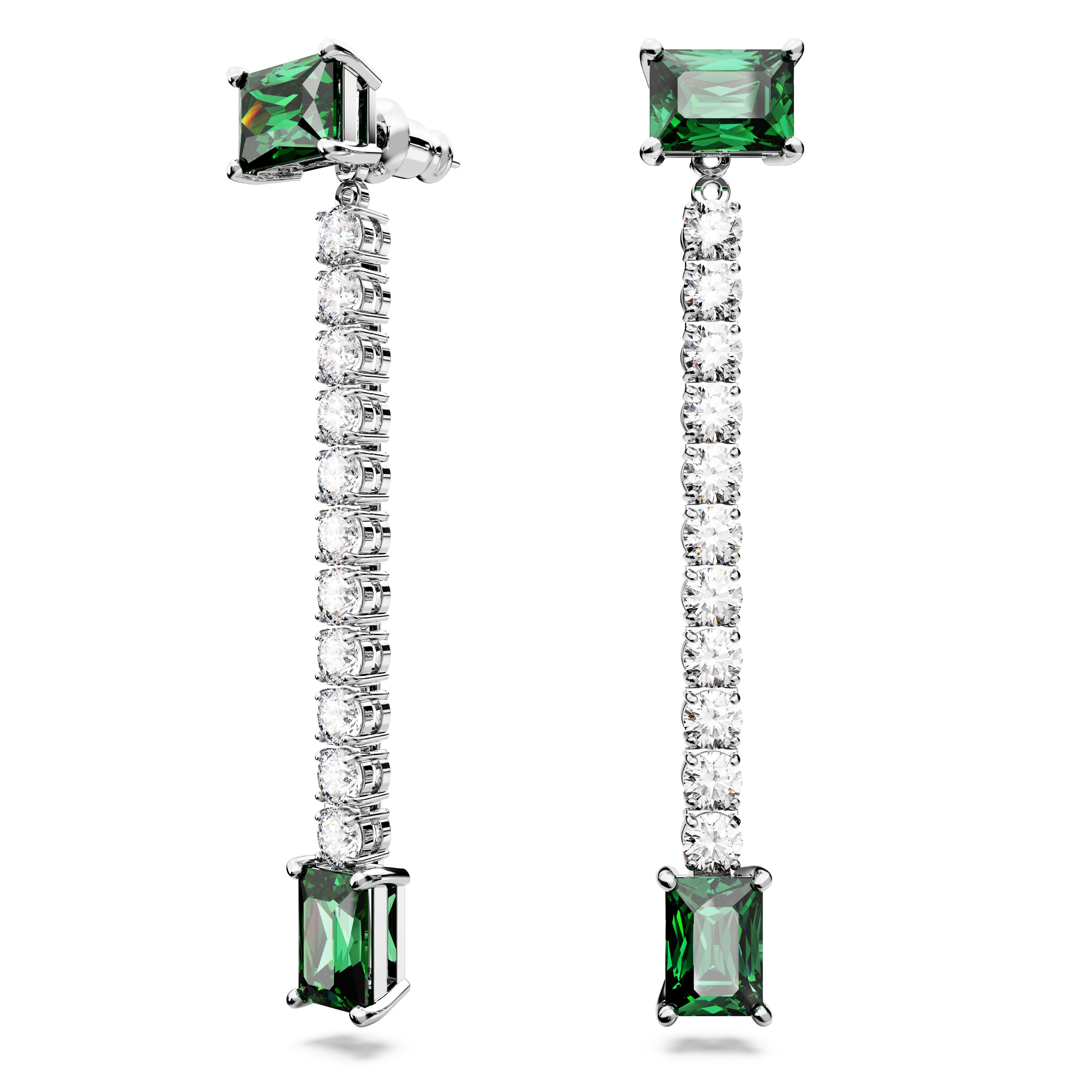 Swarovski Matrix Rhodium Green Drop Earrings
