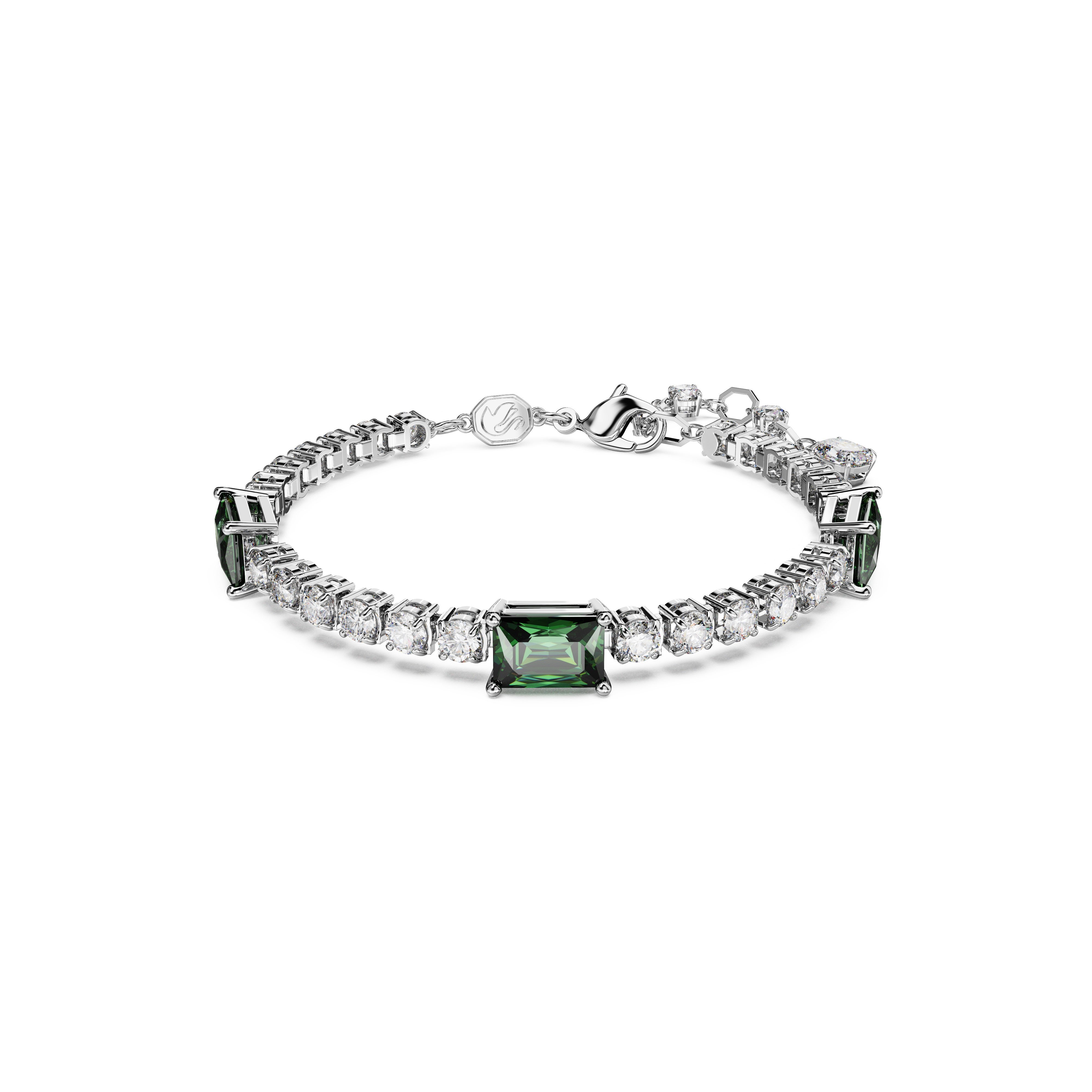 Swarovski Matrix Tennis Rhodium Green Bracelet