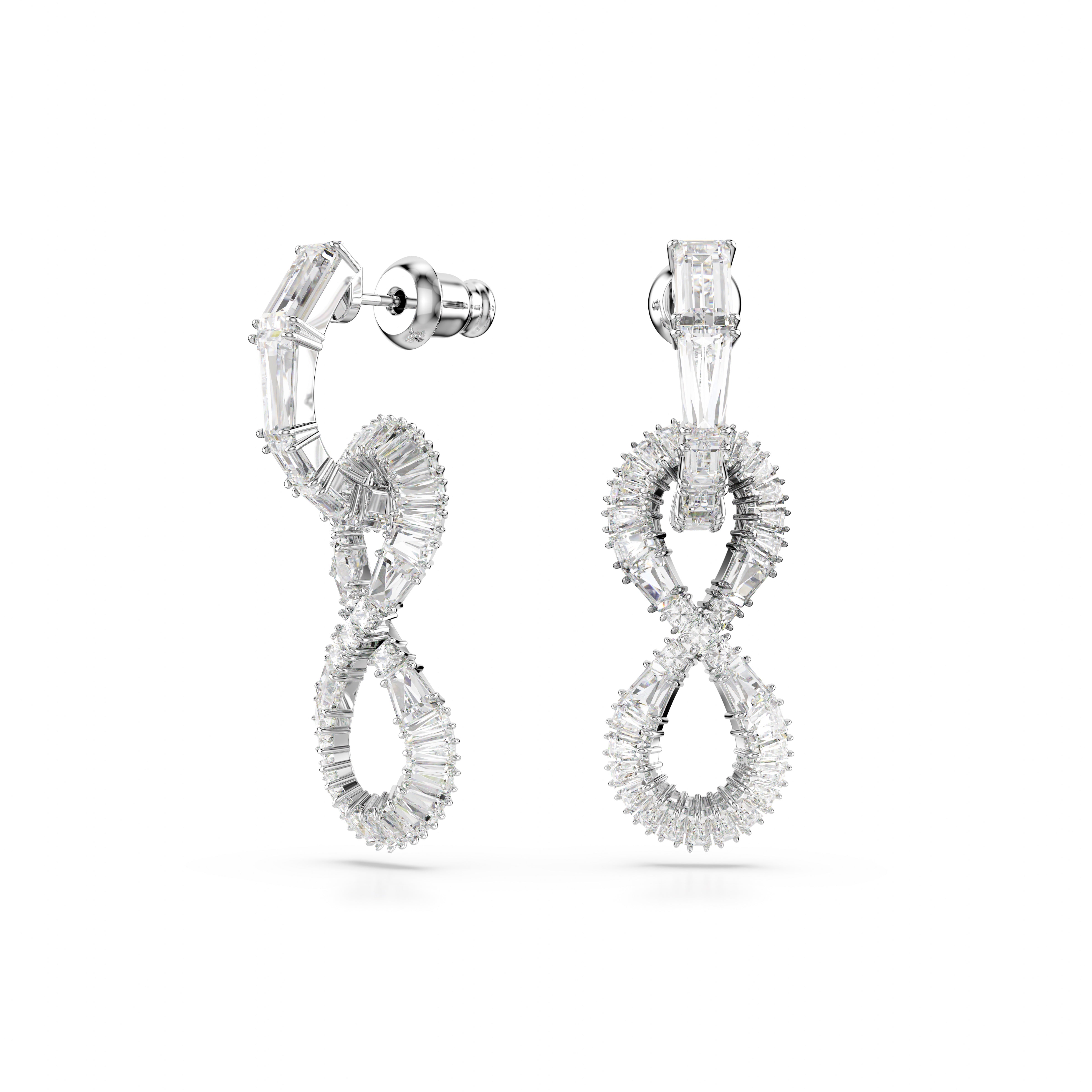 Swarovski Rhodium Hyperbola Infinity Drop Earrings