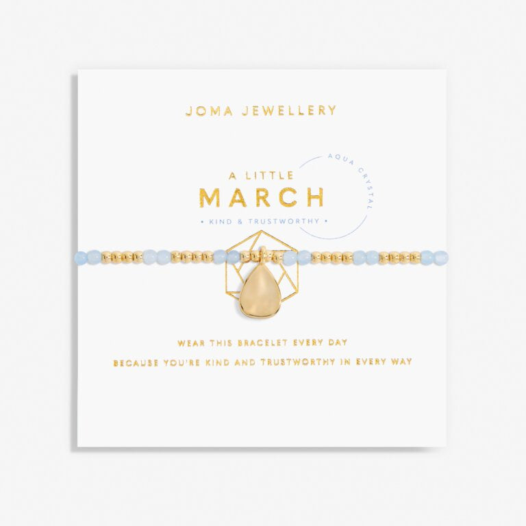 Joma A Little March Birthstone Aqua Crystal Gold Bracelet