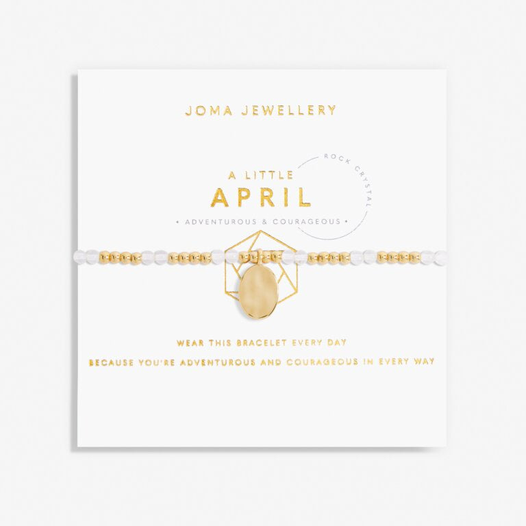 Joma A Little April Birthstone Rock Crystal Gold Bracelet