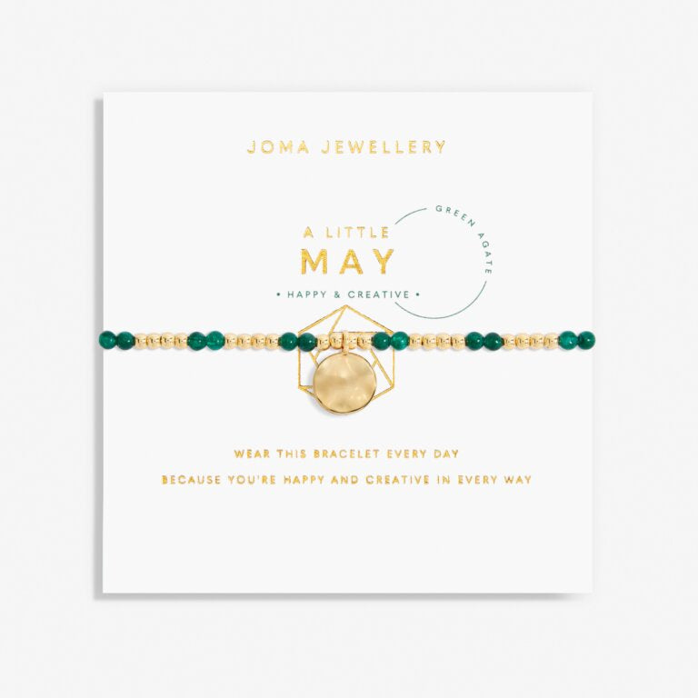 Joma A Little May Birthstone Green Agate Gold Bracelet