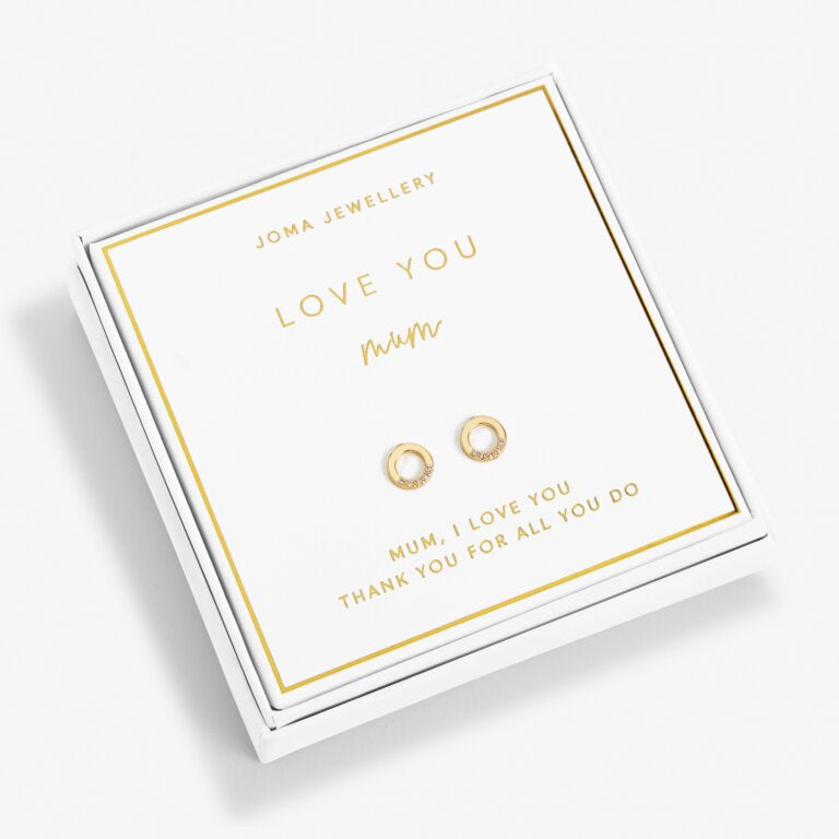 Joma Love You Mum Gold Boxed Earrings