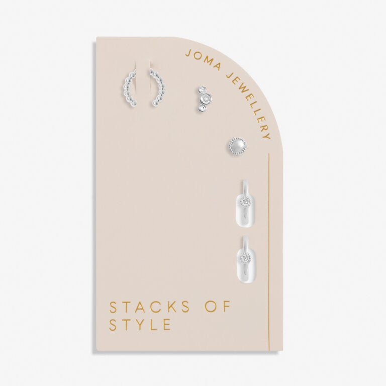 Joma Stacks Of Style Silver CZ Earrings Set