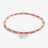 Joma Boho Beads Double Heart Coral & Silver Bracelet