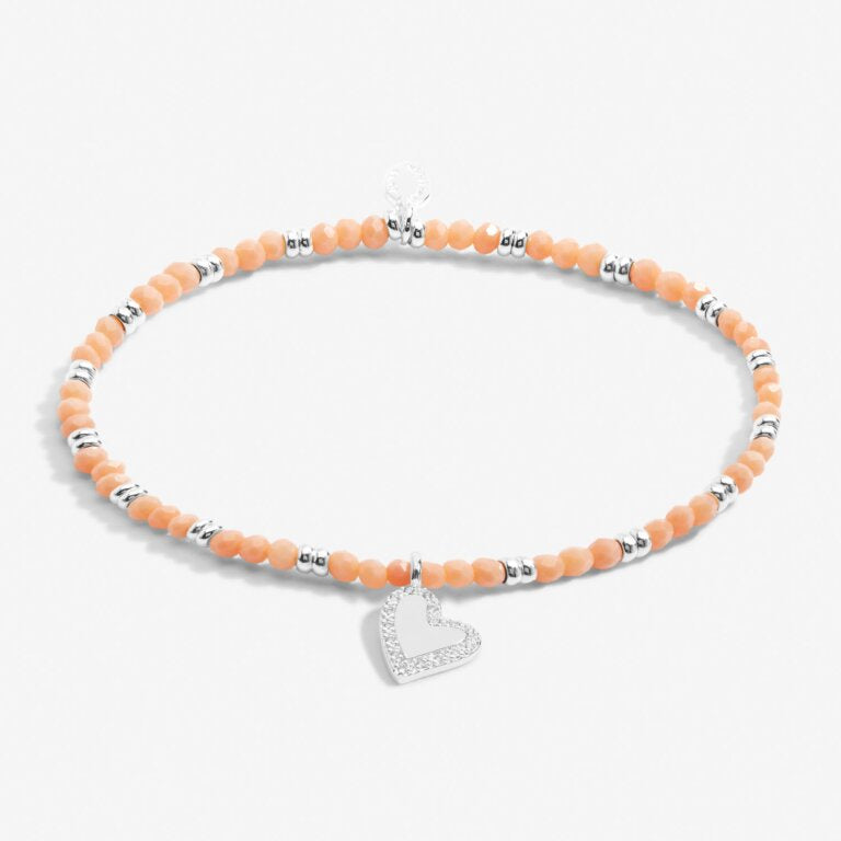 Joma Boho Beads Heart Orange & Silver Bracelet