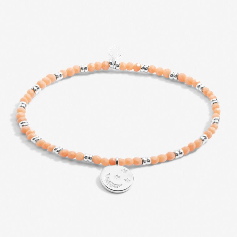 Joma Boho Beads Moon Orange & Silver Bracelet