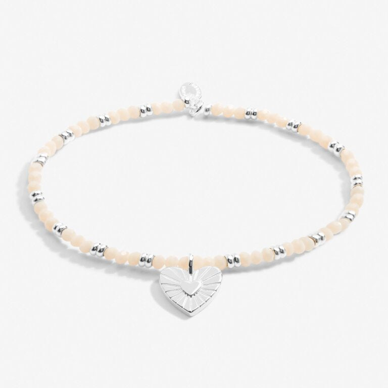 Joma Boho Beads Heart White & Silver Bracelet