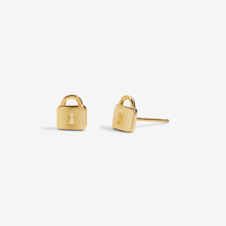 Joma Mini Charms Lock Gold Earrings
