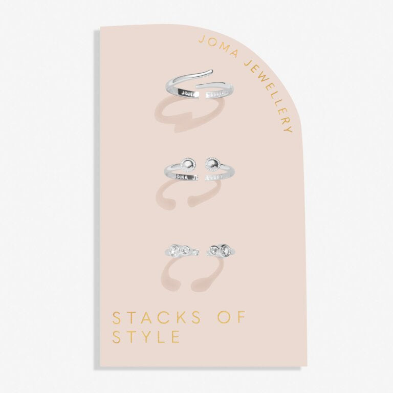 Joma A Little Stacks Of Style Set Of 3 CZ Silver Rings