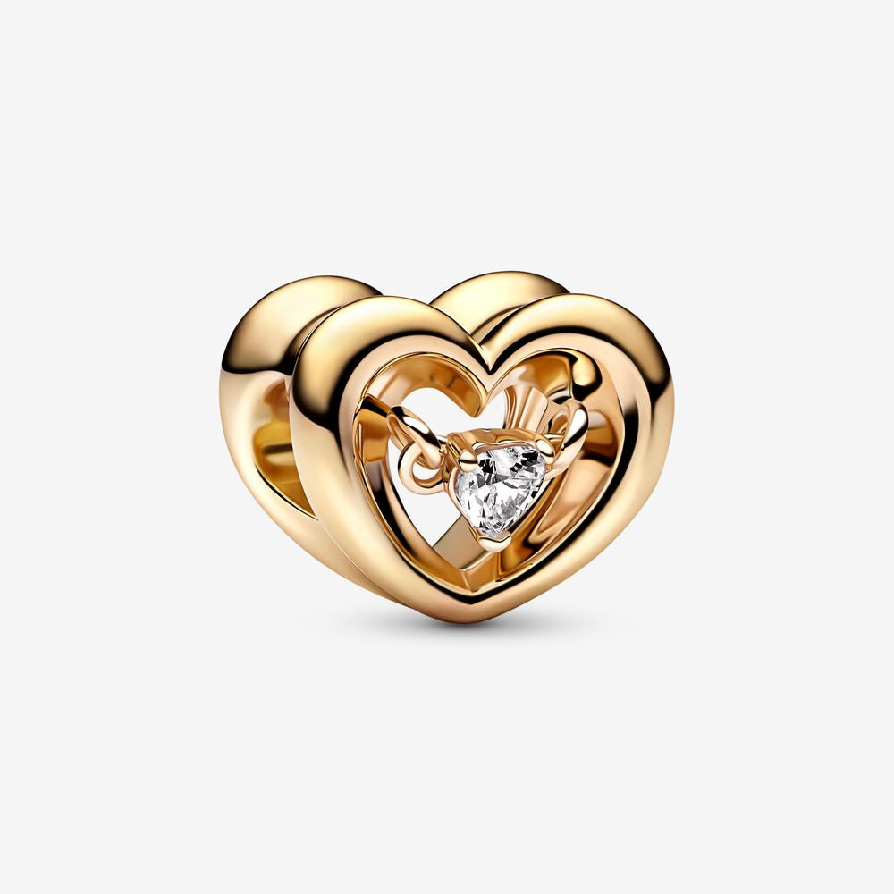 Pandora Gold Radiant Heart & Floating Stone Charm