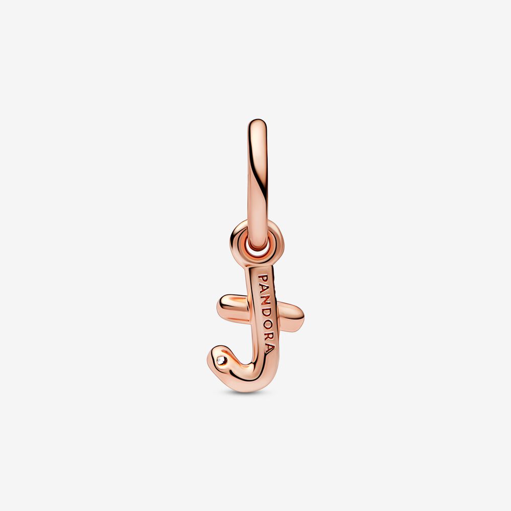 Pandora Letter Z Script Alphabet Dangle Charm | Rose Gold-Plated