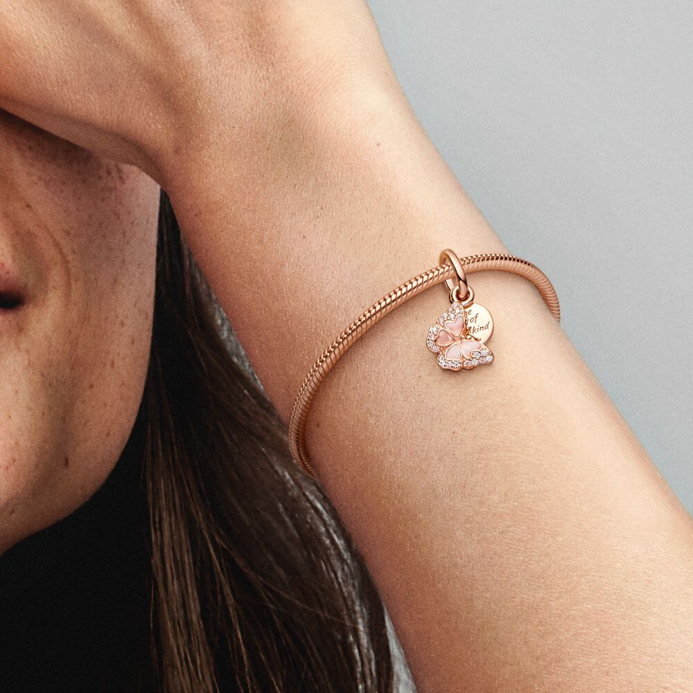 Pandora Pink Butterfly & Quote Double Dangle Charm