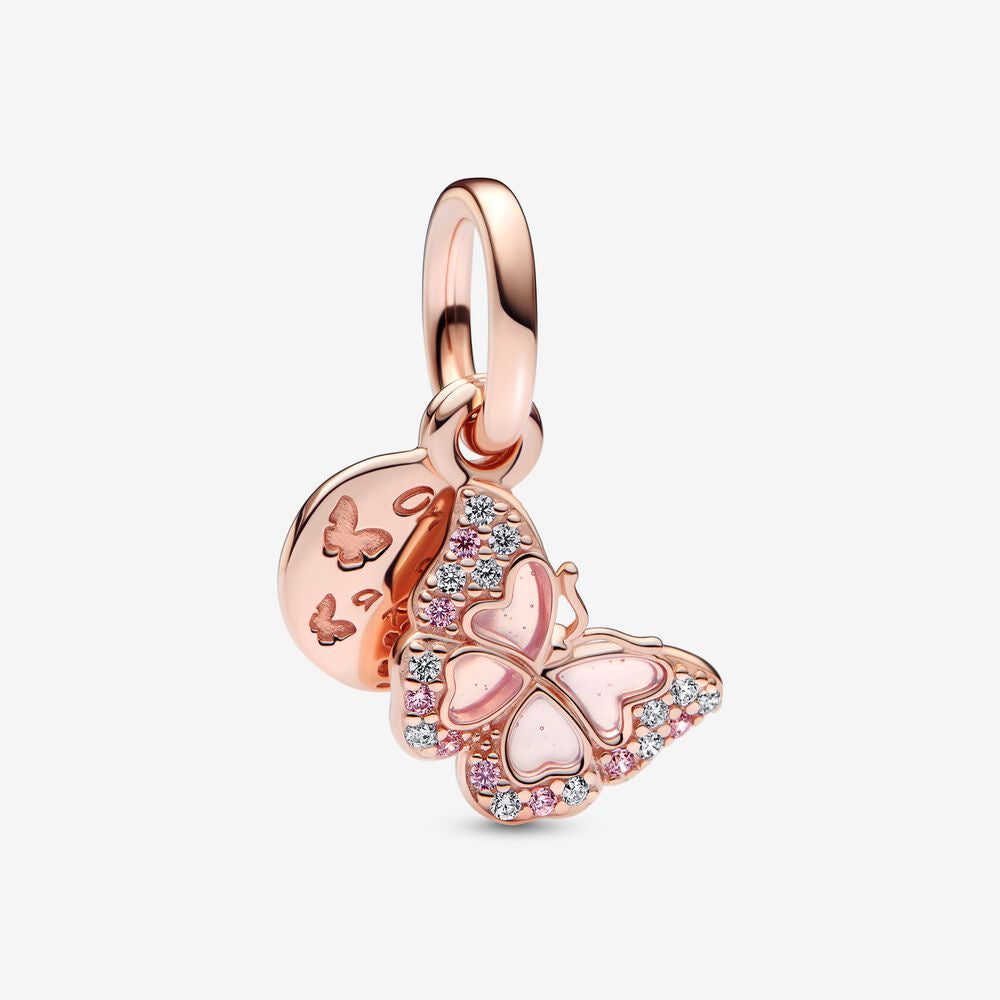 Pandora Pink Butterfly & Quote Double Dangle Charm