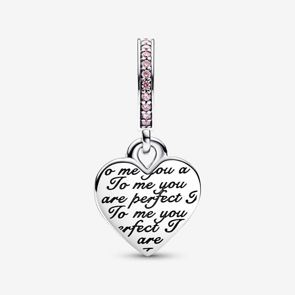 Pandora Pearlescent White Heart Double Dangle Charm - Pandora