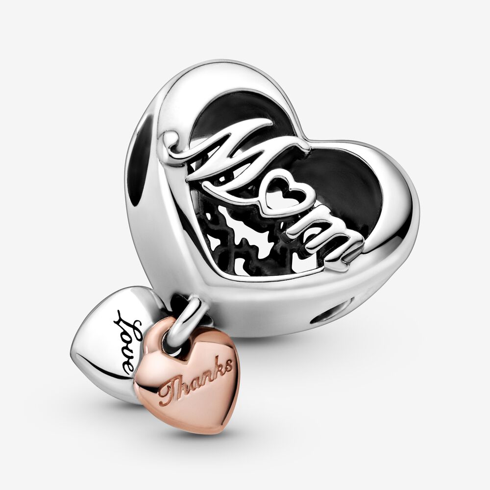 Pandora Rose Two Tone Mum Family Heart Charm