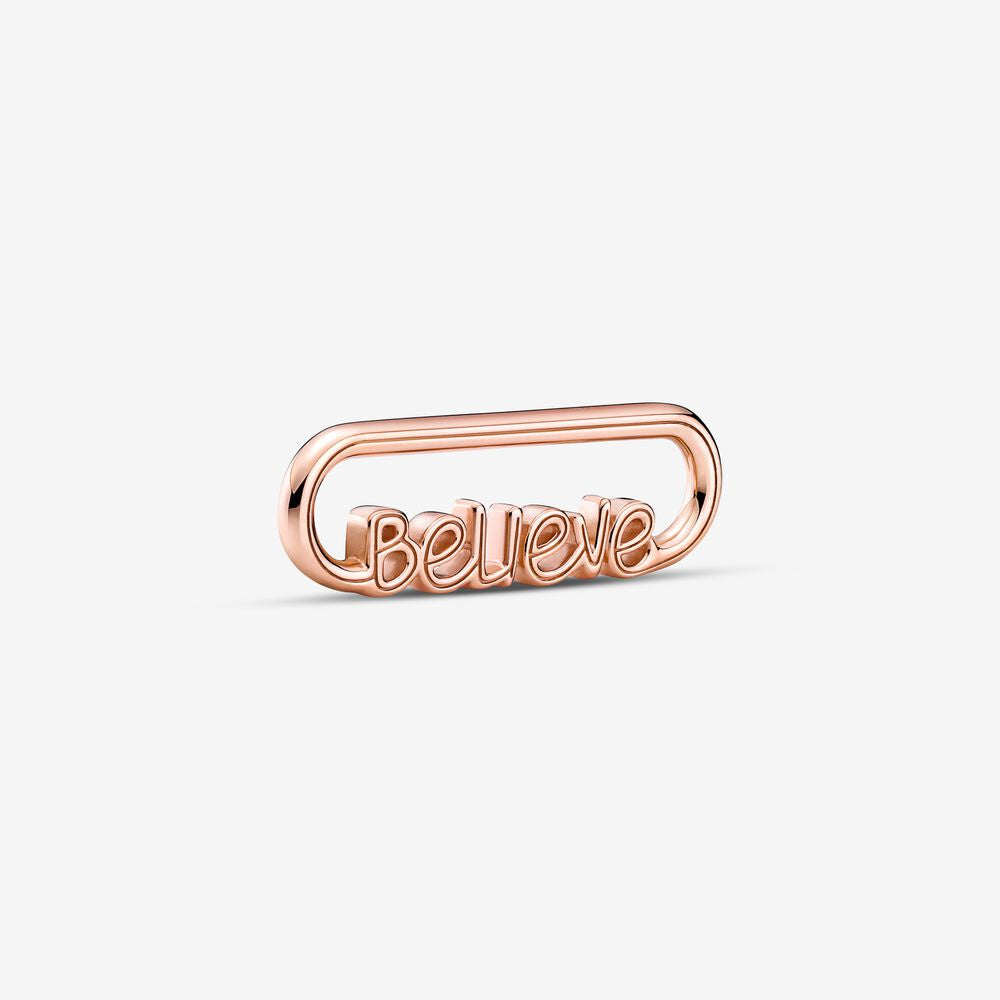 Pandora Me Rose Gold Believe Script Word Link 789667C00