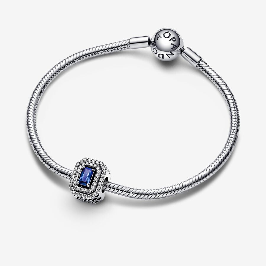 Pandora Blue Sparkling Levelled Rectangular Charm