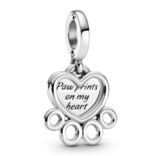 Pandora Hearts and Paw Print Dangle Charm 799360C00