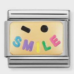 Nomination Yellow Gold Smile Plate Charm