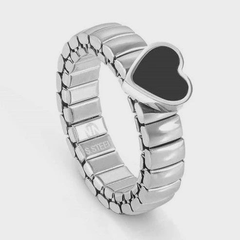 Nomination Silver Extension Black Agate Heart Ring