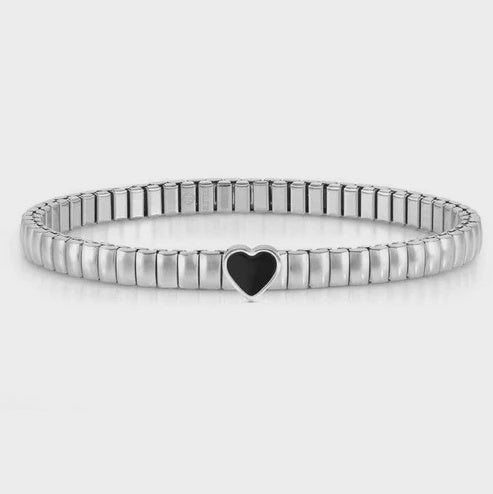 Nomination Silver Extension Black Agate Heart Bracelet