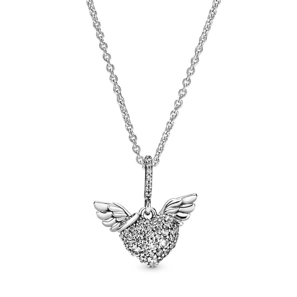Pandora Heart and Angel Wings Necklace 398505C01-45