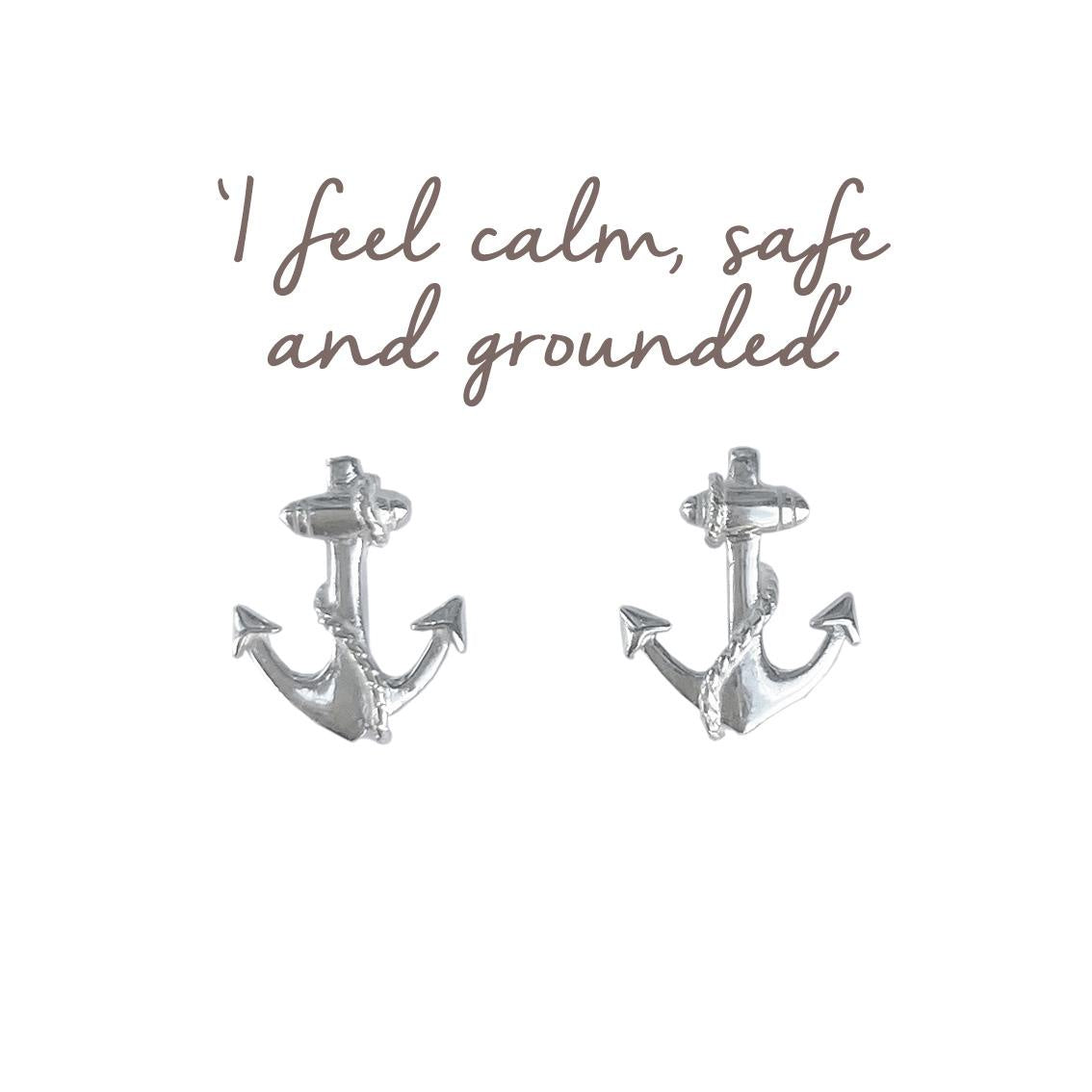 Mantra Anchor Earrings | Sterling Silver