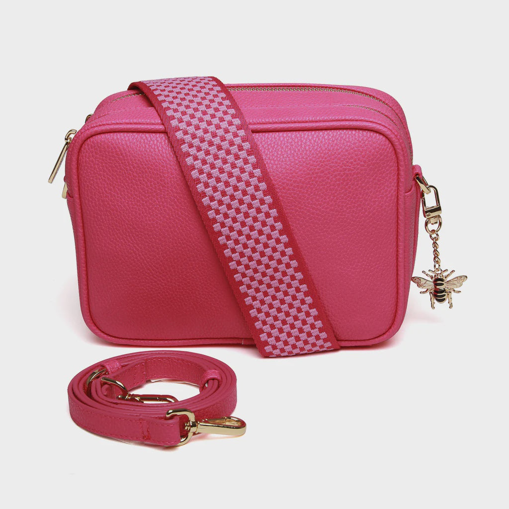 Alice Wheeler Soho Double Zipped Camera Crossbody Bag Hot Pink