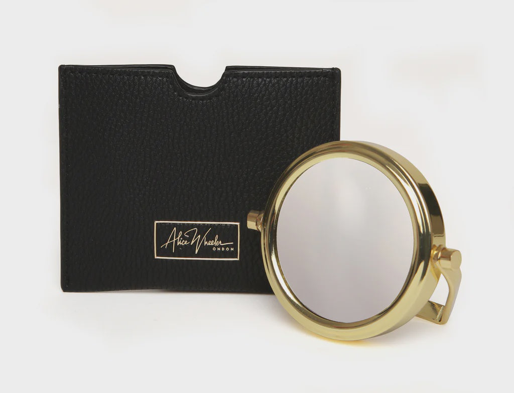 Alice Wheeler Travel Mirror & Case - 7x Magnification Black