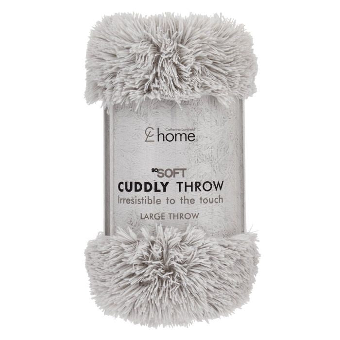 Catherine Lansfield Cuddly Shaggy Throw Silver