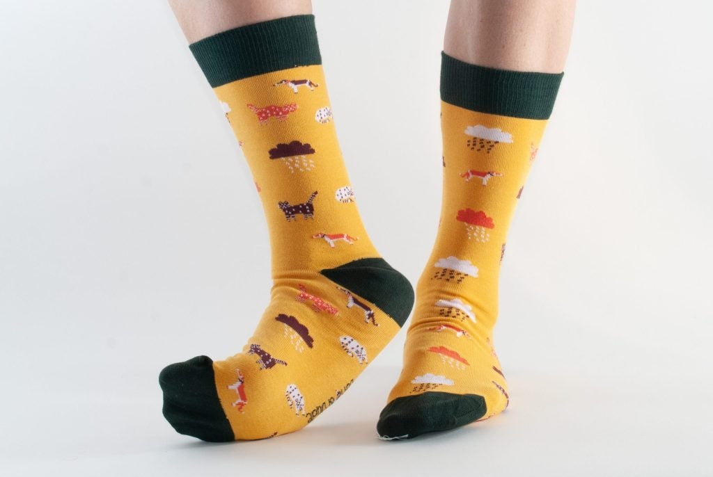 Doris & Dude Gold Cats & Dogs Socks Bamboo Organic Cotton 3-7