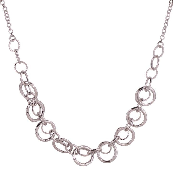 Silver Geo Circle Links Short Necklace