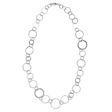 Geo  Hoops Long Necklace Silver By D & X London