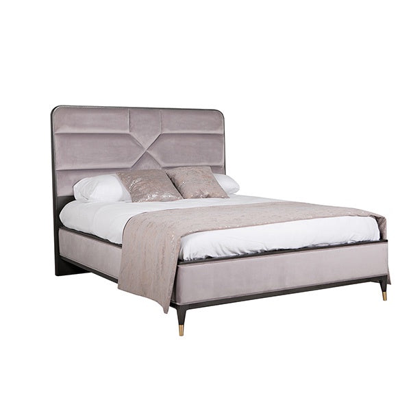 Verona Grey Ebony Ecru Velvet 150cm King Bed