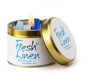 Fresh Linen Scented Candle Tin by Lilyflame