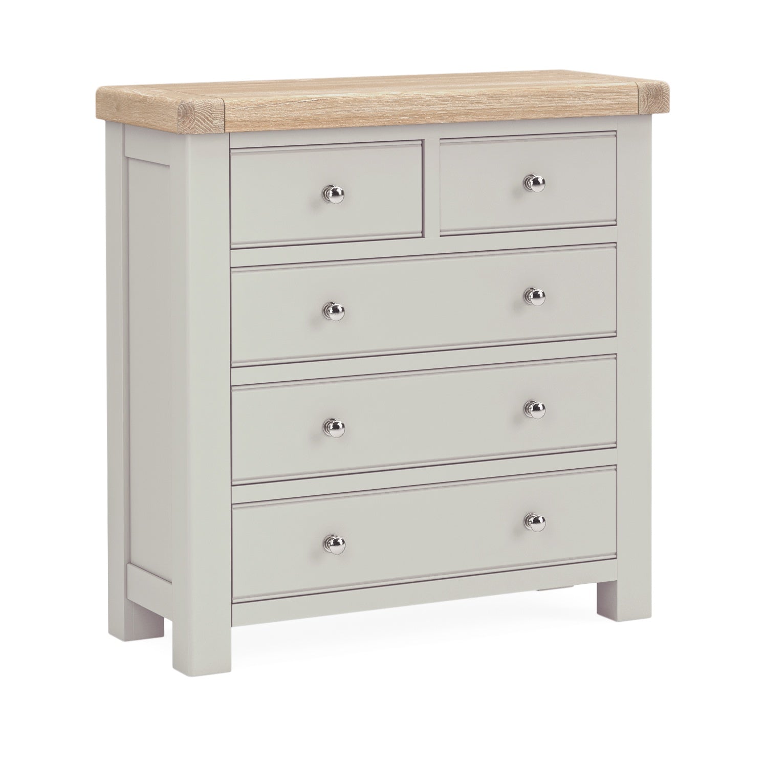 Provence Oak Stone Grey 2 Over 3 Chest Of Drawers.