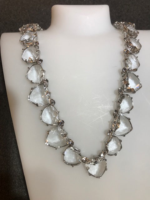 Elisa Glass Heart & Diamante Necklace By D & X of London