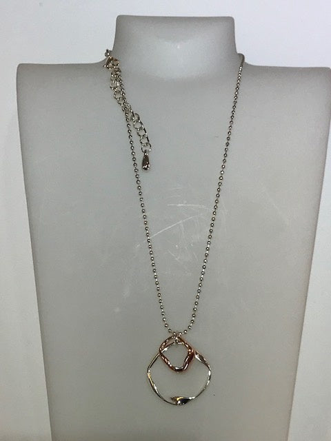 Geo Abstract Circles Necklace In Silver and Rose Gold By D & X of London