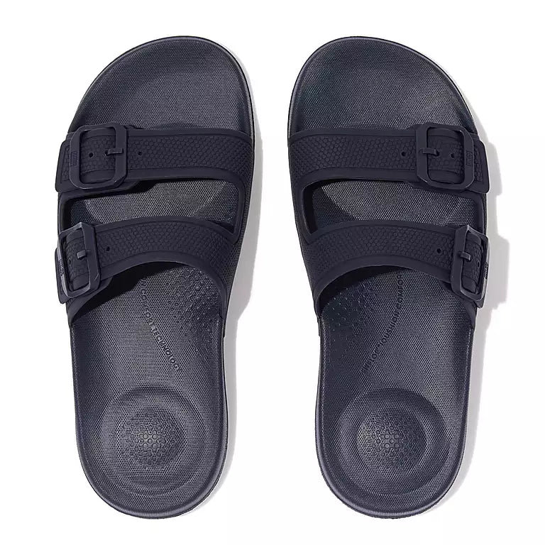 FitFlop iQushion Two-Bar Buckle Slides Midnight Navy