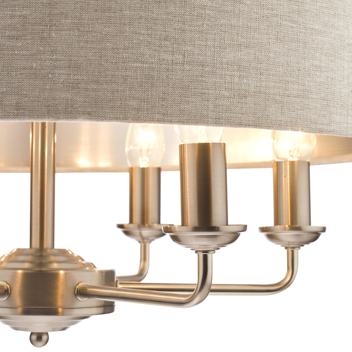 Laura Ashley Sorrento Brushed Chrome 6 Light Armed LA3518806-Qd Fitting Ceiling Light with Natural Shade