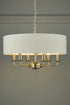 Laura Ashley Sorrento Brushed Chrome 6 Light Armed LA3518806-Qd Fitting Ceiling Light with Natural Shade