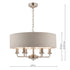 Laura Ashley Sorrento Brushed Chrome 6 Light Armed LA3518806-Qd Fitting Ceiling Light with Natural Shade