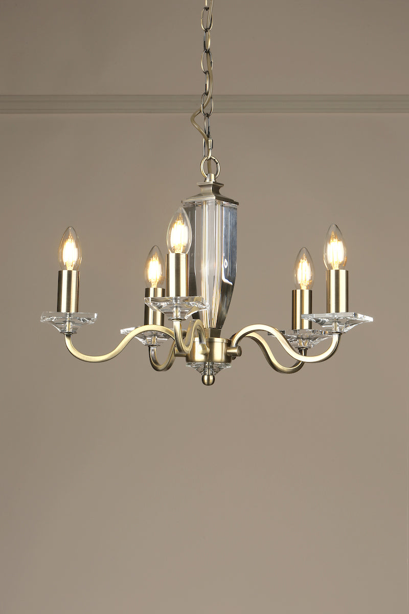 Laura Ashley Carson Cut Glass & Antique Brass LA3552999-Q   5 Light Ceiling Light Chandelier