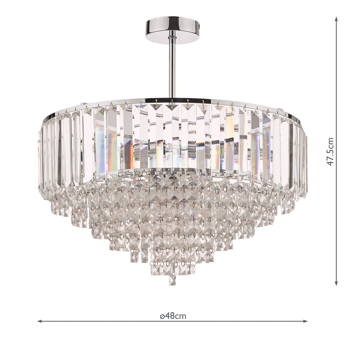 Laura Ashley Vienna Crystal & Polished Chrome 5 Light Semi Flush Ceiling Light