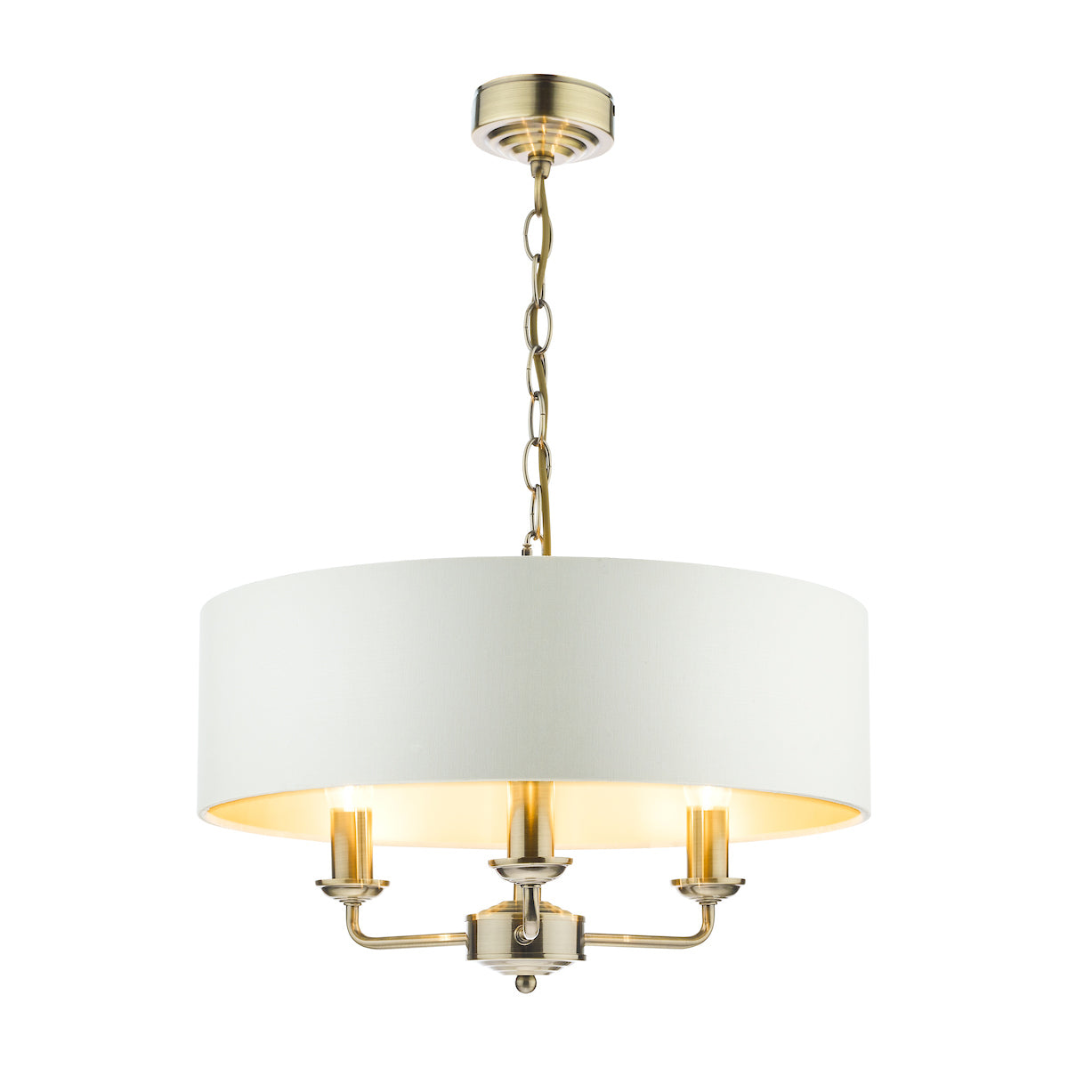Laura Ashley Sorrento Antique Brass LA3621363-Q 3 Light Armed Fitting Ceiling Light with Ivory Shade